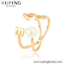 15330 xuping jewellery new women style 18k gold plated finger ring with white pearl jewelry